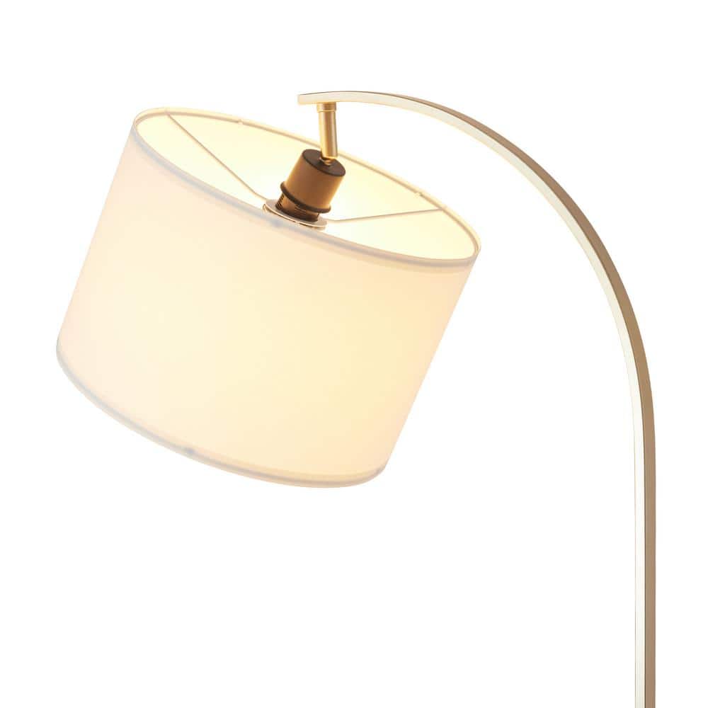 Danna 65" White and Black Arc Floor Lamp with Table and USB Port