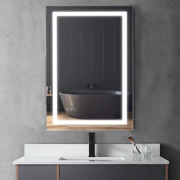 Unbranded 24 in. W x 36 in. H Rectangular Frameless Anti-Fog Ceiling Wall Bathroom Vanity Mirror in Sliver