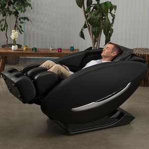 Ji Black Modern Synthetic Leather Premium Zero Wall Heated L Track Massage Chair