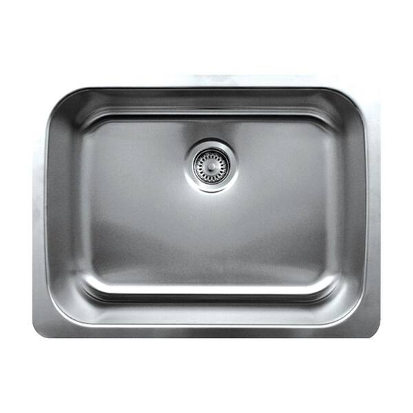 Whitehaus Collection Noah's Collection Brushed Undermount Stainless Steel 25.25 in. 0-Hole Single Bowl Kitchen Sink