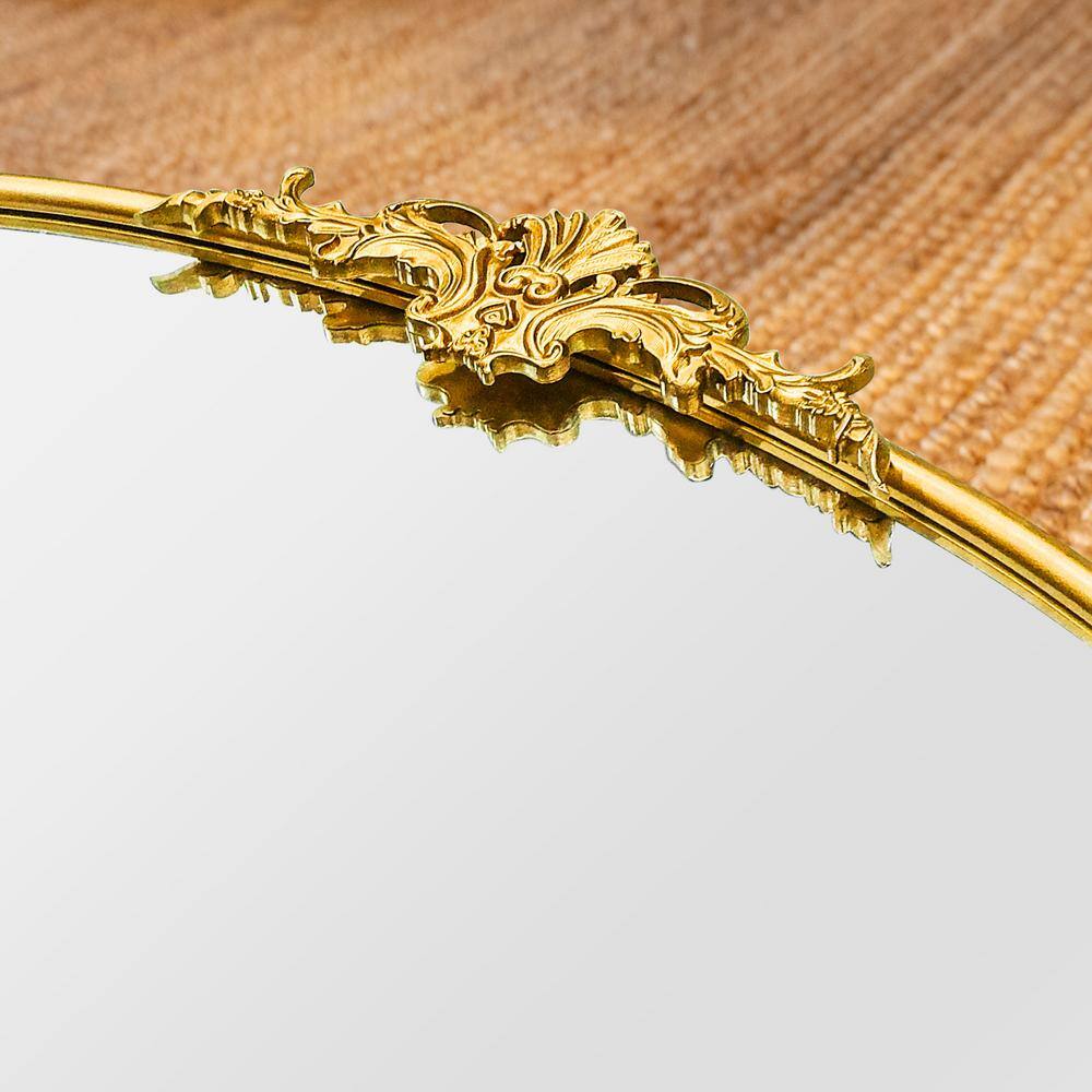 Medium Antique Gold Stainless Steel Arched Vanity Mirror