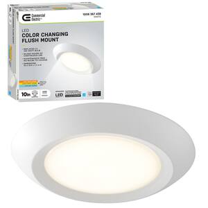 10 in. 18-Watt Color Selectable LED Flush Mount Disk Light J-Box Compatible Dimmable 1500 Lumens