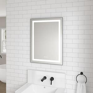 36 in. W x 28 in. H Rectangular Framed Dimmable Anti-Fog Memory Backlit LED Wall Mounted Bathroom Vanity Mirror in Gold