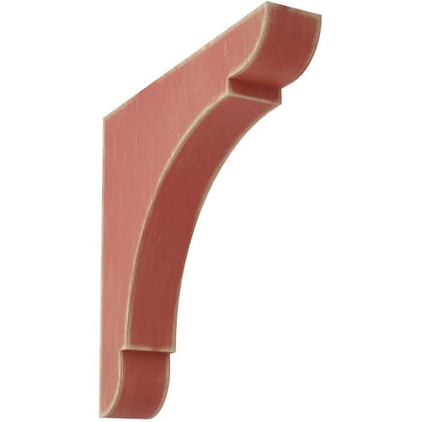 Ekena Millwork 1-3/4 in. x 10 in. x 10 in. Salvage Red Large Olympic Wood Vintage Decor Bracket