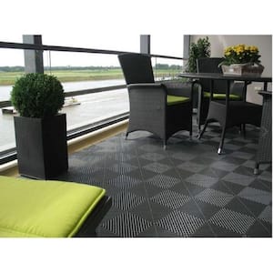 Ribtrax Smooth Home 12 in. W x 12 in. L Jet Black Polypropylene Tile Flooring (10-Pack)