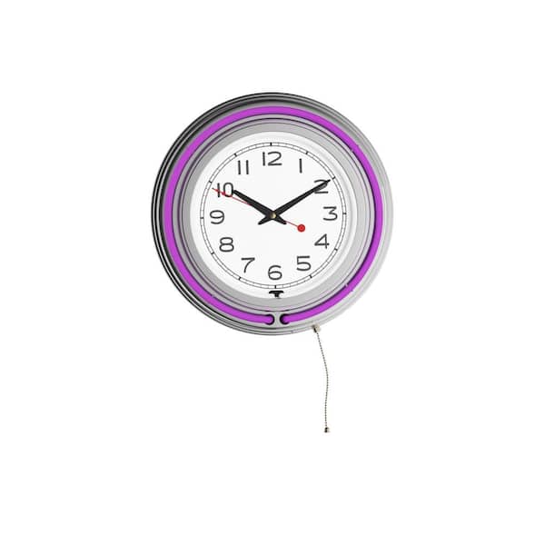 Trademark 3 in. x 14 in. Purple Double Ring Neon Clock 99