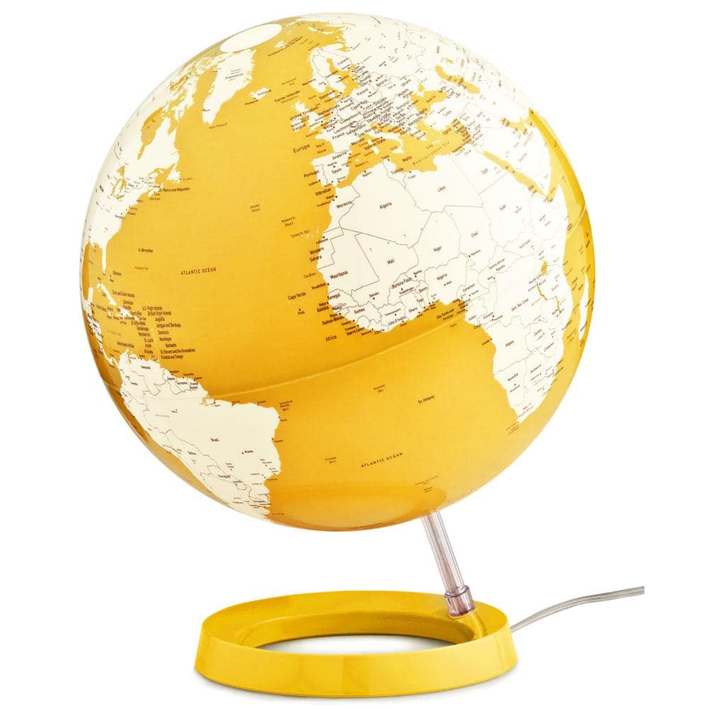 12” World Globe Waypoint Geographic Light & Color Designer Series Blue Illuminated Decorative Desktop Globe 