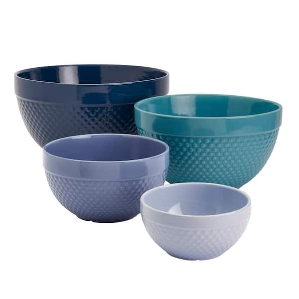 Tabletops Gallery Hobnail 4PC Blues Mixing Bowl Set