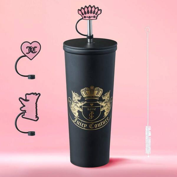 JUICY COUTURE Couture Cup Set 24 oz. Black Stainless Steel Tumbler