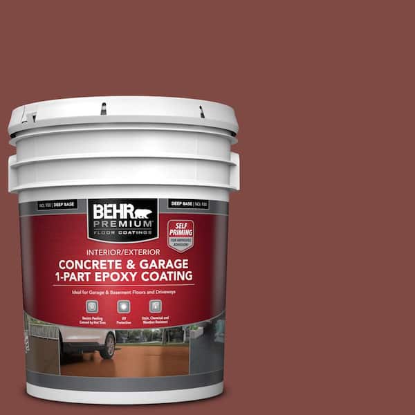 BEHR PREMIUM 5 gal. #SC-112 Barn Red Self-Priming 1-Part Epoxy Satin Interior/Exterior Concrete and Garage Floor Paint