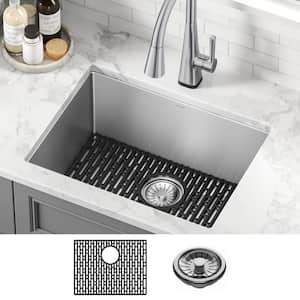 Lenta 16-Gauge Stainless Steel 24 in. Single Bowl Undermount Laundry Utility Kitchen Sink with Accessories