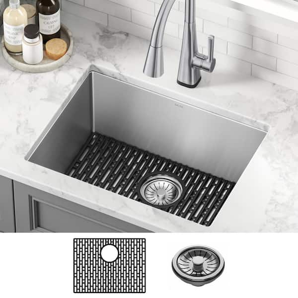 Lenta 16-Gauge Stainless Steel 24 in. Single Bowl Undermount Laundry Utility Kitchen Sink with Accessories