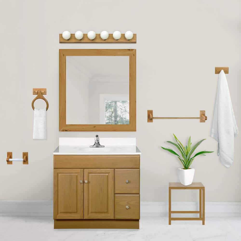 Honey Oak 18-Inch Wall Mounted Wooden Towel Bar