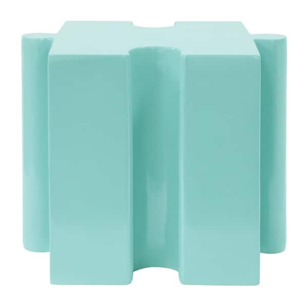 Light Green Modular Round MGO Outdoor Side Table with Concave Edge for Indoor and Outdoor Use