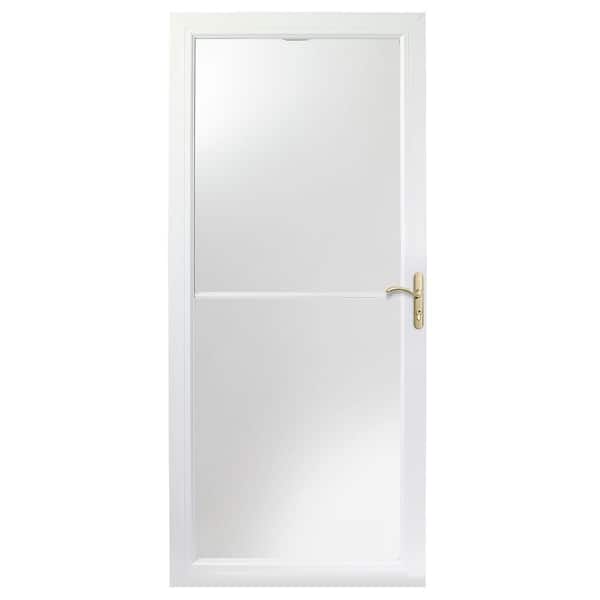 Andersen 36 in. x 80 in. 3000 Series White Universal Self-Storing Aluminum Storm Door with Brass Hardware