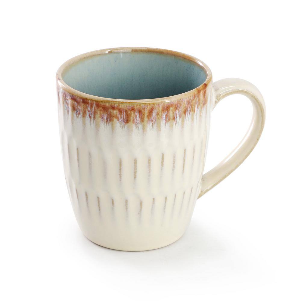 Leann 16 Piece Beige and Blue Ceramic Dinnerware Set