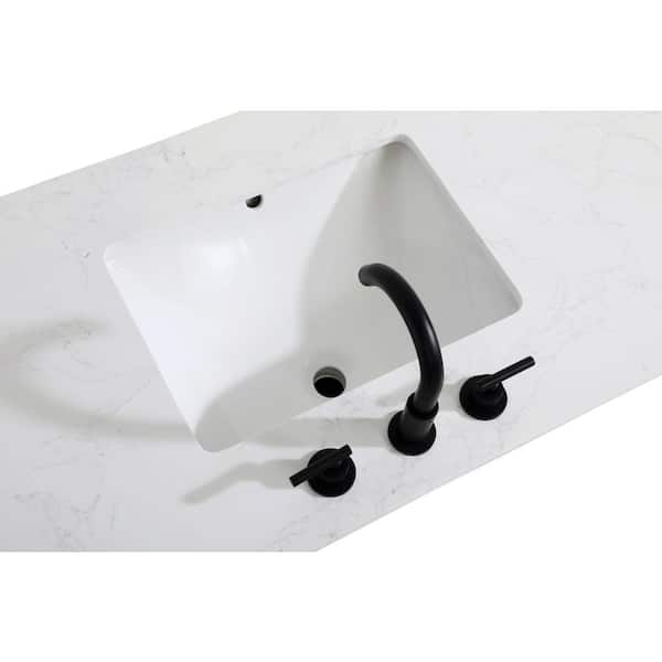 84 in. Double Sink White Bath Vanity with White Engineered Marble Top