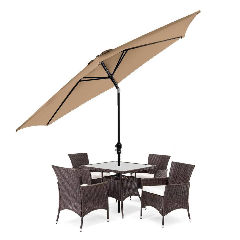Sunset Bliss 10ft Tan Outdoor Market Patio Umbrella with Steel Frame
