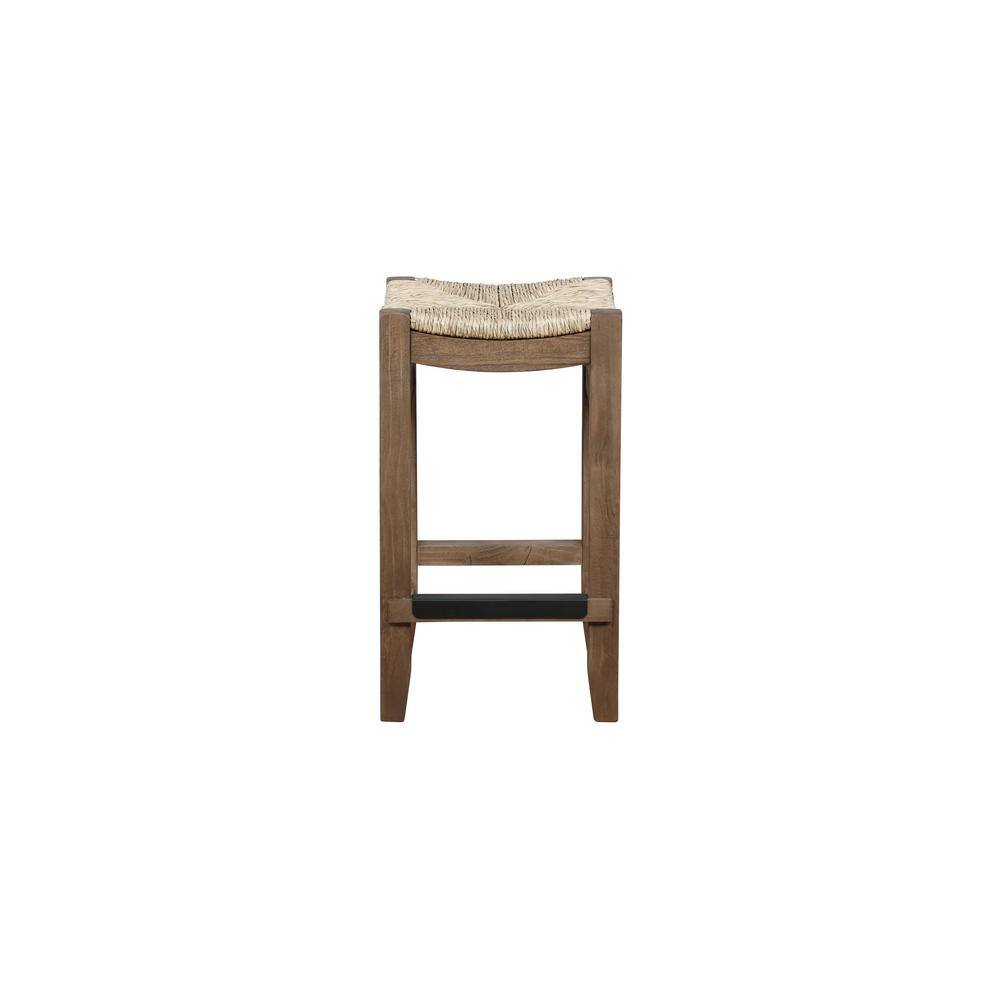Rustic Industrial 26" Brown Wood Saddle Counter Stool