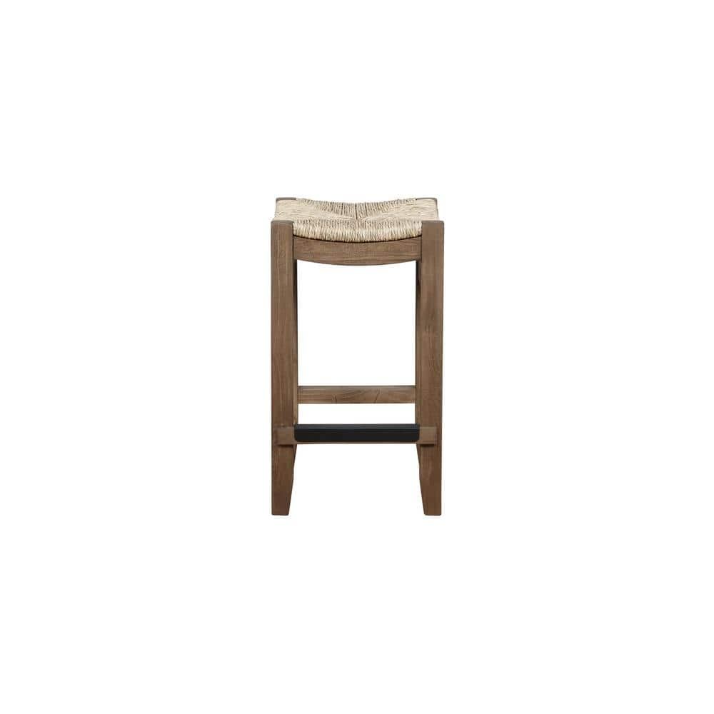 Ticking Stripe Natural Square Industrial Bar Stool Cushion - 12