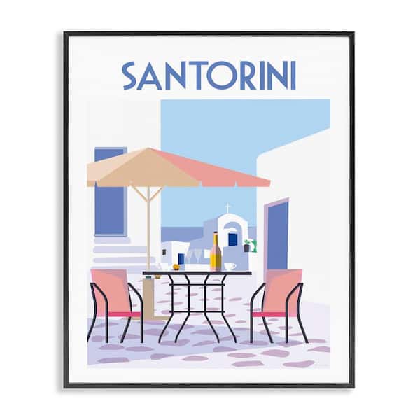 Stupell Industries Santorini Bistro Poster by Omar Escalante Black Framed Culture Giclee Art Print 14 in. x 11 in.