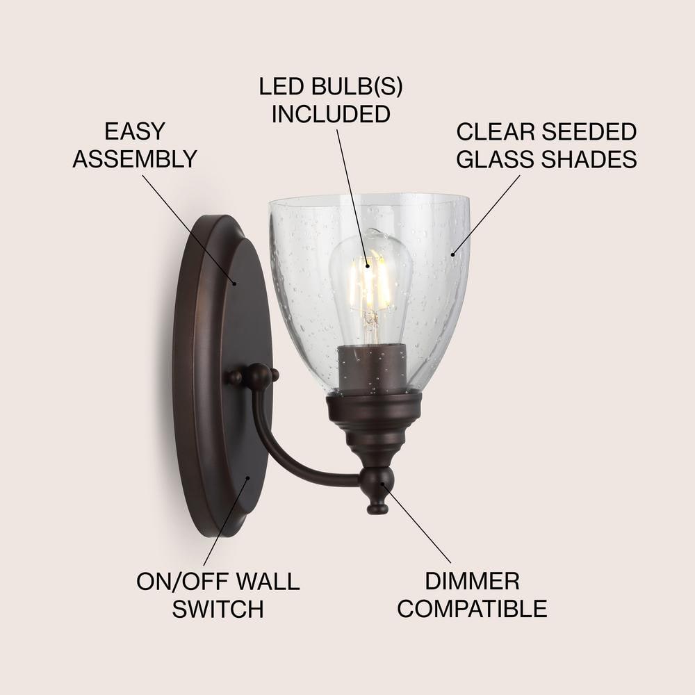 Marais 5.5" Oil Rubbed Bronze Metal and Glass Wall Sconce