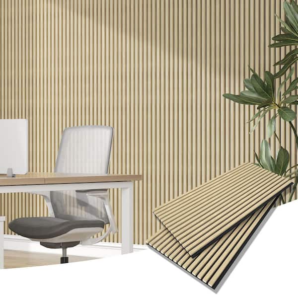 23.6 in. x 47.2 in. Light Brown Wood Soundproofing Wall Decal Wall Panels 2-Piece