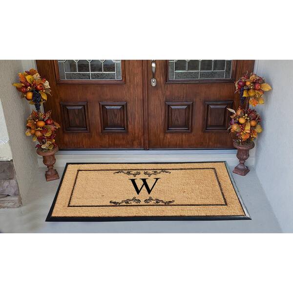 A1 Home Collections A1HC Scroll Leaf Picture Frame Black/Beige 30 in. x 60  in. Coir and Rubber Large Outdoor Monogrammed W Door Mat A1HOME200185-W -  The Home Depot