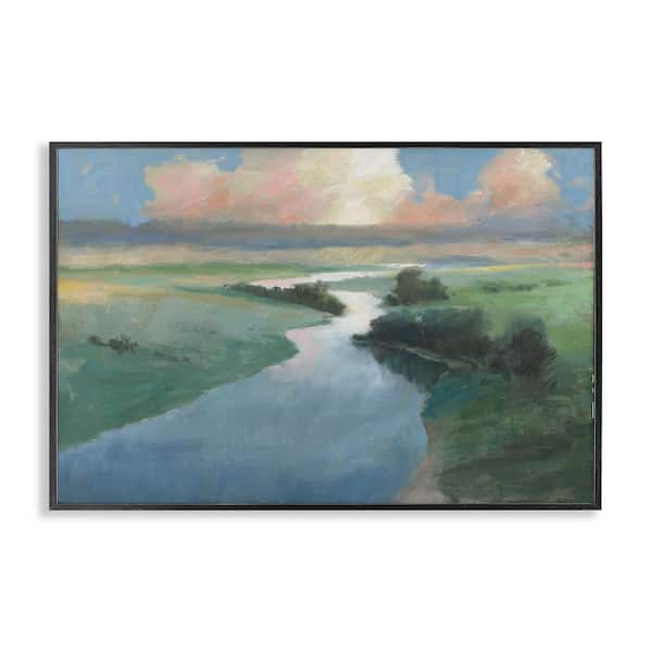 Stupell Industries Stream Landscape in January by Wellington Studio Black Framed Nature Giclee Art Print 16 in. x 24 in.