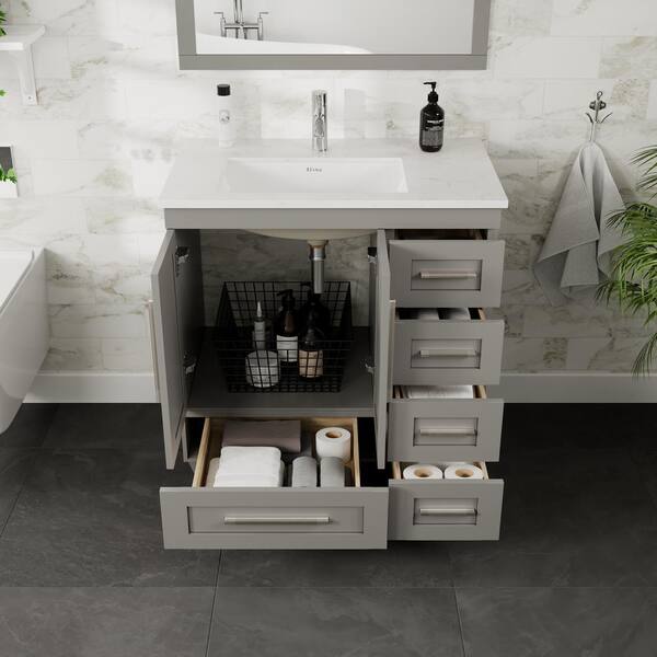 Loon 30.50 in. W x 22 in. D x 34 in. H Vanity in White with Carrera Marble Vanity Top in White with White Basin Loon 30.50 in. W x 22 in. D x 34 in. H Vanity in White with Carrera Marble Vanity Top in White with White Basin