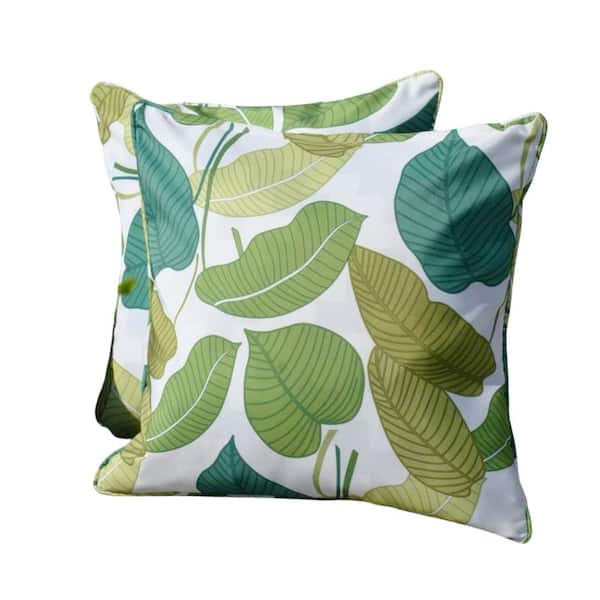DIRECT WICKER Claim Pattern Polyester Fabric Square Outdoor Throw Pillows (2-Pack)