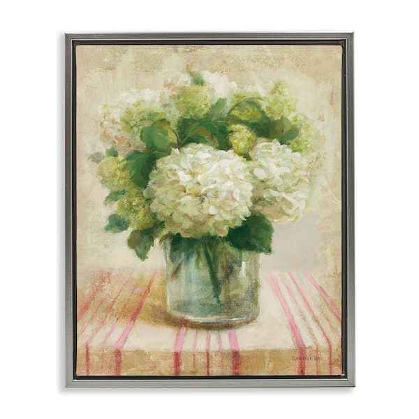 Stupell Industries Cottage Hydrangeas in White by Danhui Nai Gray Floater Frame Nature Graphic Art Print 31 in. x 25 in.