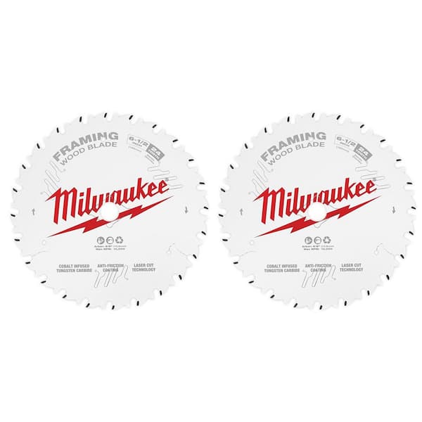 Milwaukee 6-1/2 in. x 24-Tooth Framing Circular Saw Blade (2-Pack)