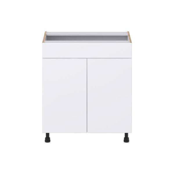 J COLLECTION Fairhope Bright White Slab Assembled Vanity Sink Base Cabinet with False Front (30 in. W x 34.5 in. H x 21 in. D)