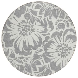 Chantille ACN551 Gray 8 ft. x 8 ft. Round Machine Washable Indoor/Outdoor Geometric Area Rug