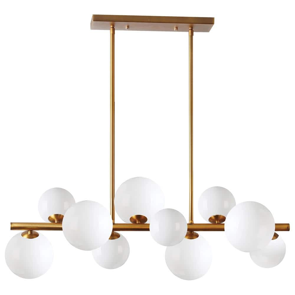 Glasgow 10 -Light Vintage Bronze LED Pendant with White Glass Shade