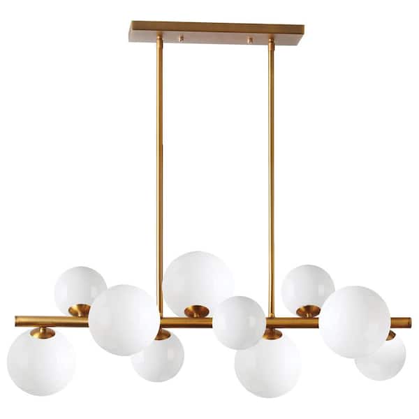 Dainolite Glasgow 10 -Light Vintage Bronze LED Pendant with White Glass Shade
