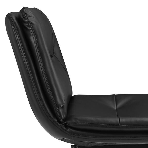 LEMBERI Set Of 4 Faux Leather Dining Chairs - 18" Seat Height, Upholstered Back, Metal Legs, 300 Lb Capacity (Black)
