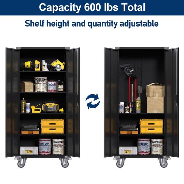 Aobabo Metal Storage Cabinet with Lock,Garage Storage Cabinet with Whe