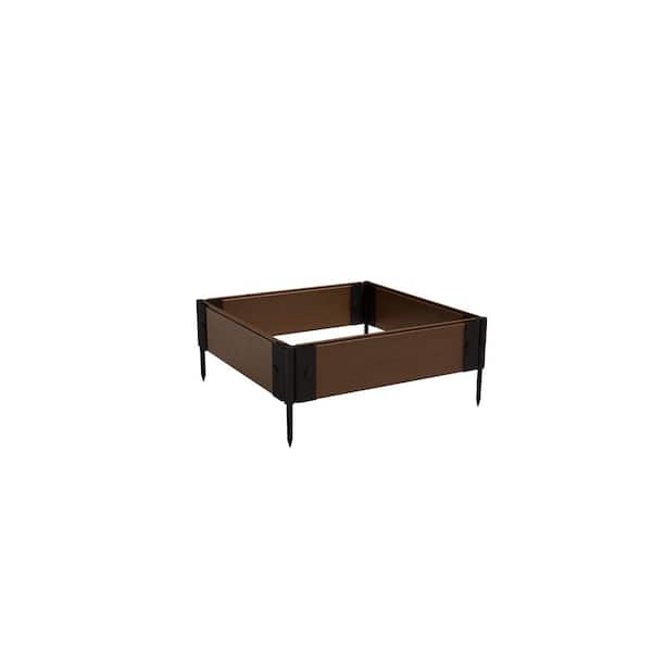 Composite Gardening Square Raised Herb Garden Bed (2 ft. L x 2 ft. W x 6 in. H) Rosewood (Brown) 6 in. Root Depth