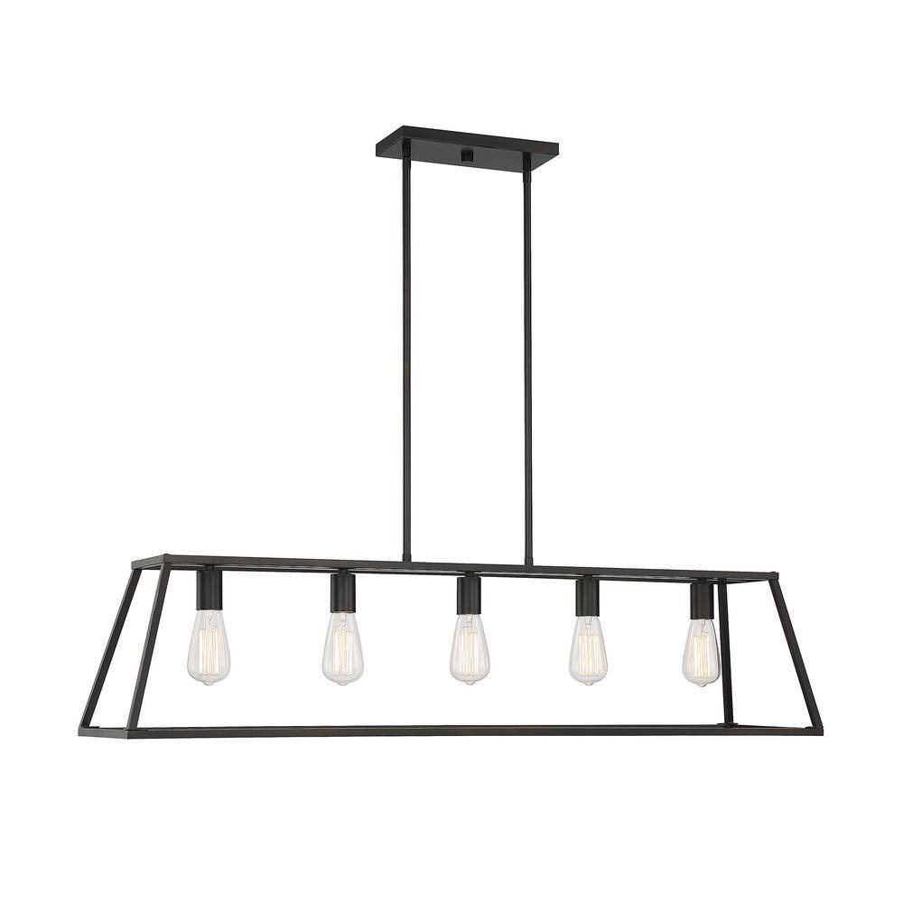 Denton Classic Bronze 44" Linear Chandelier with 5-Light Design