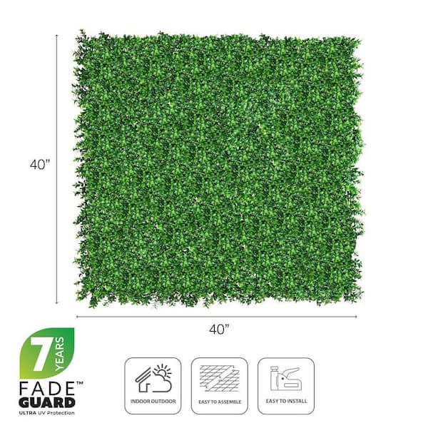 Vigoro 40 in. H x 40 in. W Green Artificial Jasmine Leaf Panel