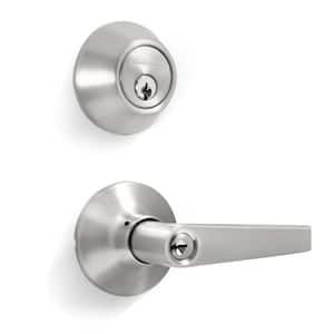 Premier Lock Keyed Alike Entry Door Stainless Steel Exterior  Single-cylinder deadbolt Keyed Entry Door Knob Combo Pack (2-Pack)