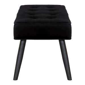 Brooklyn Tufted Black Velvet Ottoman Accent Bench 40.25 in. x .16.25 in. x 17 in.