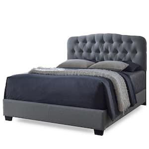 Romeo Transitional Gray Fabric Upholstered Queen Size Bed