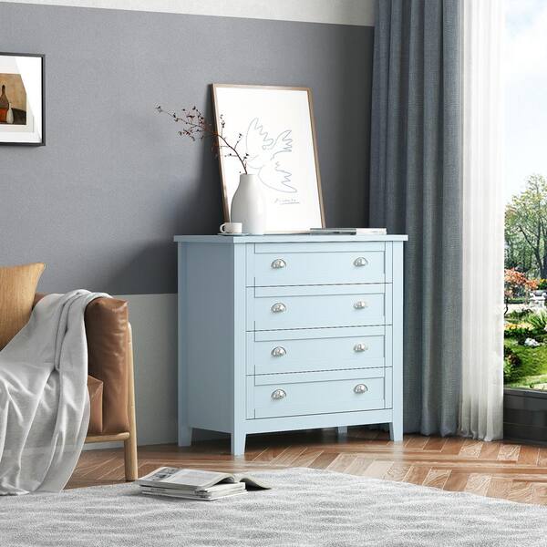 37.8 in. W x 17.71 in. D x 36.34 in. H Blue-gray Linen Cabinet Solid Wood  Frame, Plasticdoor Panel, Retro Shell Handle W1204-BSBG - The Home Depot