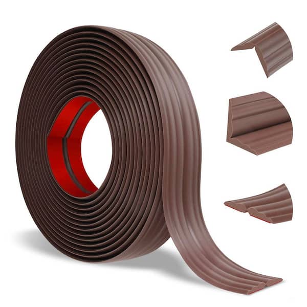0.8 in. x 20 ft. PVC Drywall Corner Protector Peel and Stick Corner Trim Molding Flexible for Edge Use, Brown