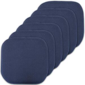 Navy, Honeycomb Memory Foam Square 16 in. x 16 in. Non-Slip Back Chair Cushion (6-Pack)