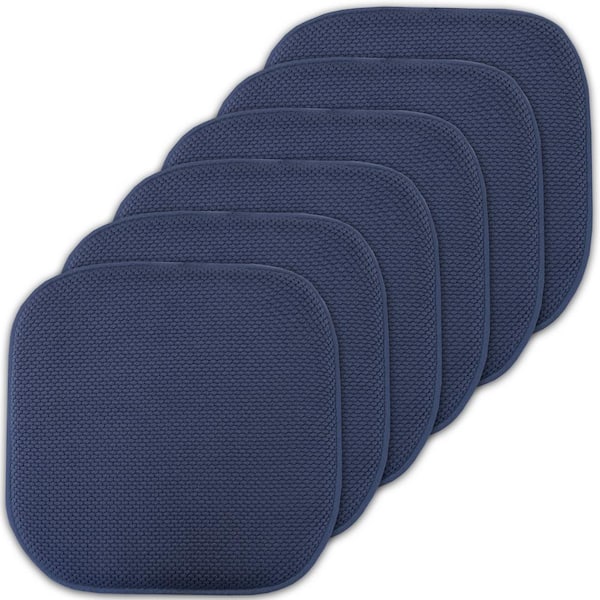 Sweet Home Collection Navy, Honeycomb Memory Foam Square 16 in. x 16 in. Non-Slip Back Chair Cushion (6-Pack)