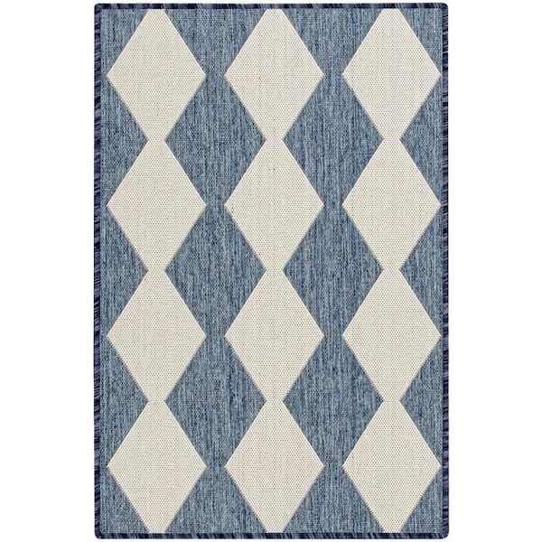 Positano Navy Blue 2 ft. x 3 ft. Diamond Contemporary Area Rug